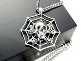 Skull And Bone Spider Web Pendant With Black Daimonds by Sacred Angels
