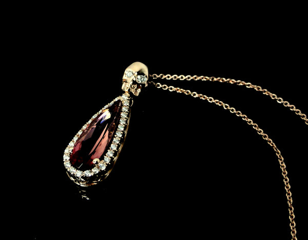 14 K Rose Gold Women's Fashion Micro Pave Diamond Pendant With Skull Bail