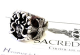 Medusa And Cross Ring With Diamonds by Sacred Angels