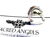 Men's Night's Watch Castle Skull Ring With Black Diamonds By Sacred Angels