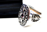Men's Silver The Knight Of Honor Shield Ring Ruby by Sacred Angels