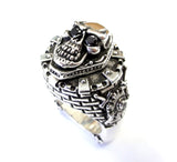 Men's Night's Watch Castle Skull Ring With Black Diamonds By Sacred Angels