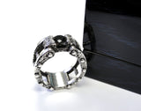 Men's Silver Wedding Band With Black Diamond by Sacred Angels