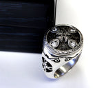 Men's Silver Custom  Hand Engraved Ring With Diamonds By Sacred Angels