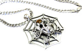 Skull And Bone Spider Web Pendant With Black Daimonds by Sacred Angels