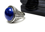 Sacred King's Ring With Black Diamonds and Lapis Center by Sacred Angels