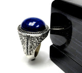 Sacred King's Ring With Black Diamonds and Lapis Center by Sacred Angels