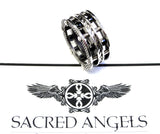 Men's Designer 14K Gold Eternity Black Diamond Rope Ring By Sacred Angels