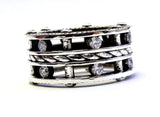 Men's Designer Silver Eternity Diamond Rope Ring By Sacred Angels