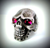 Men's Sandman Silver Skull Ring With Black Diamonds And Rubies Limited Edition