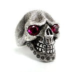 Men's Sandman Silver Skull Ring With Black Diamonds And Rubies Limited Edition