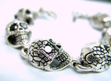 Men's Silver Skull Bracelet With Black Diamonds