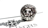 Lion Head Ring With Black Diamonds By Sacred Angels
