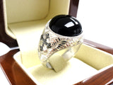 Black Diamond Cross Ring With Custom Hand Engraving