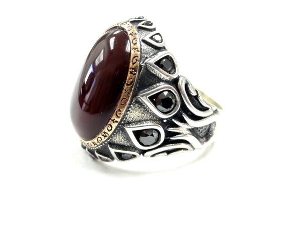 Men's Designer Sultan's Ring With Black Diamonds by Sacred Angels