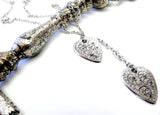 Designer Black Diamond Double Guitar Pick Necklace 100% Hand Engraved