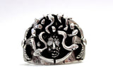 Medusa And Cross Ring With Diamonds by Sacred Angels