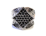 Spade Ring With Black Diamonds By Sacred Angels