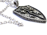 Men's Silver Shield Pendant With White Diamonds by Sacred Angels