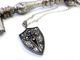 Men's Shield Pendant With White Diamonds by Sacred Angels