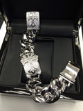 Men's Sterling Silver Gothic Cross Bracelet With Diamonds By Sacred Angels