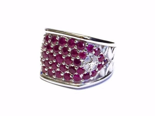 Men's 14 K White Gold Wedding Band With Rubies by Sacred Angels